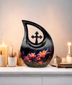 10-inch Lilly Flower Urn with Cross Drop design, suitable