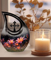 10-inch Lilly Flower Urn with Cross Drop design, suitable