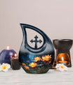 10-inch Lilly Flower Urn in cross drop design, 