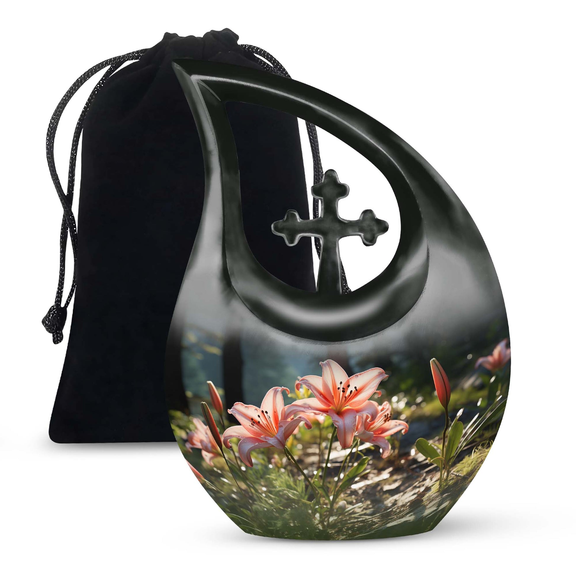 Medium-sized Lilly Flower Urn with Cross Drop design,