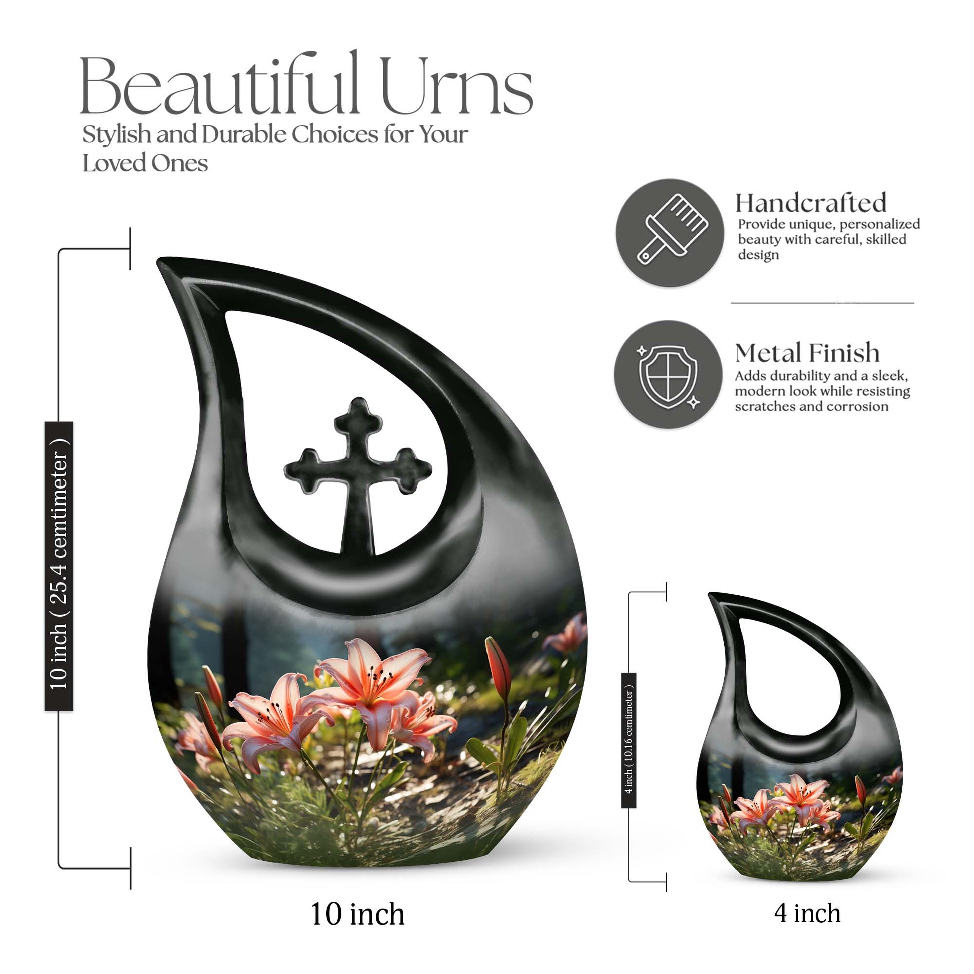 Medium-sized Lilly Flower Urn with Cross Drop design,