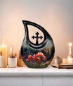 10 Inch Lilly Flower Urn with Cross Drop design, 