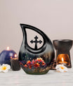 10 Inch Lilly Flower Urn with Cross Drop design, 