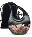 Large Lilly Flower Urn, Cross Drop design with Personalized 