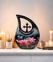 10 inch Lilly Flower Urn with Cross Drop design,