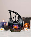 10-inch Lilly Flower Urn with Cross Drop design,