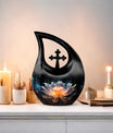 10-inch Lilly Flower Urn with Cross Drop design