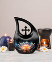 10-inch Lilly Flower Urn with Cross Drop design