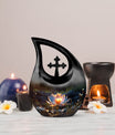 10-inch Lilly Flower Urn with Cross Drop Design