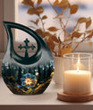 10 Inch Aluminium Lilly Flower Urn with Cross Drop 