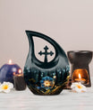 10 Inch Aluminium Lilly Flower Urn with Cross Drop 
