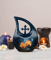 10-inch Lilly Flower Urn with Cross Drop design, 