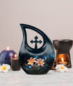 10-inch Lilly Flower Urn with Cross Drop design,