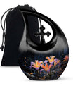 10 inch Lilly Flower Urn with Cross Drop design, 