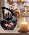 10 inch Lilly Flower Urn with Cross Drop design, 