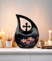 10 inch Lilly Flower Urn with Cross Drop design, 