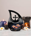 10 inch Lilly Flower Urn with Cross Drop design, 