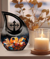 10-inch Lilly Flower Cross Drop Cremation Urn 