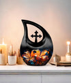 10-inch Lilly Flower Cross Drop Cremation Urn 