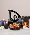 10-inch Lilly Flower Cross Drop Cremation Urn 