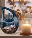 10-inch Lilly Flower Urn with Cross Drop design