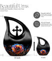 Customized Rose Urn, 10-Inch Cross Drop Design