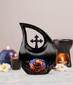 Customized Rose Urn, 10-Inch Cross Drop Design