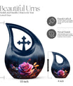 Large 10-inch Rose Urn with Cross Drop design, ideal 