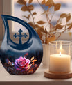 Large 10-inch Rose Urn with Cross Drop design, ideal 