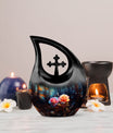 10-inch Rose Urn with Cross Drop design, large, 