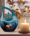 Cross drop rose cremation urn with engraving customization