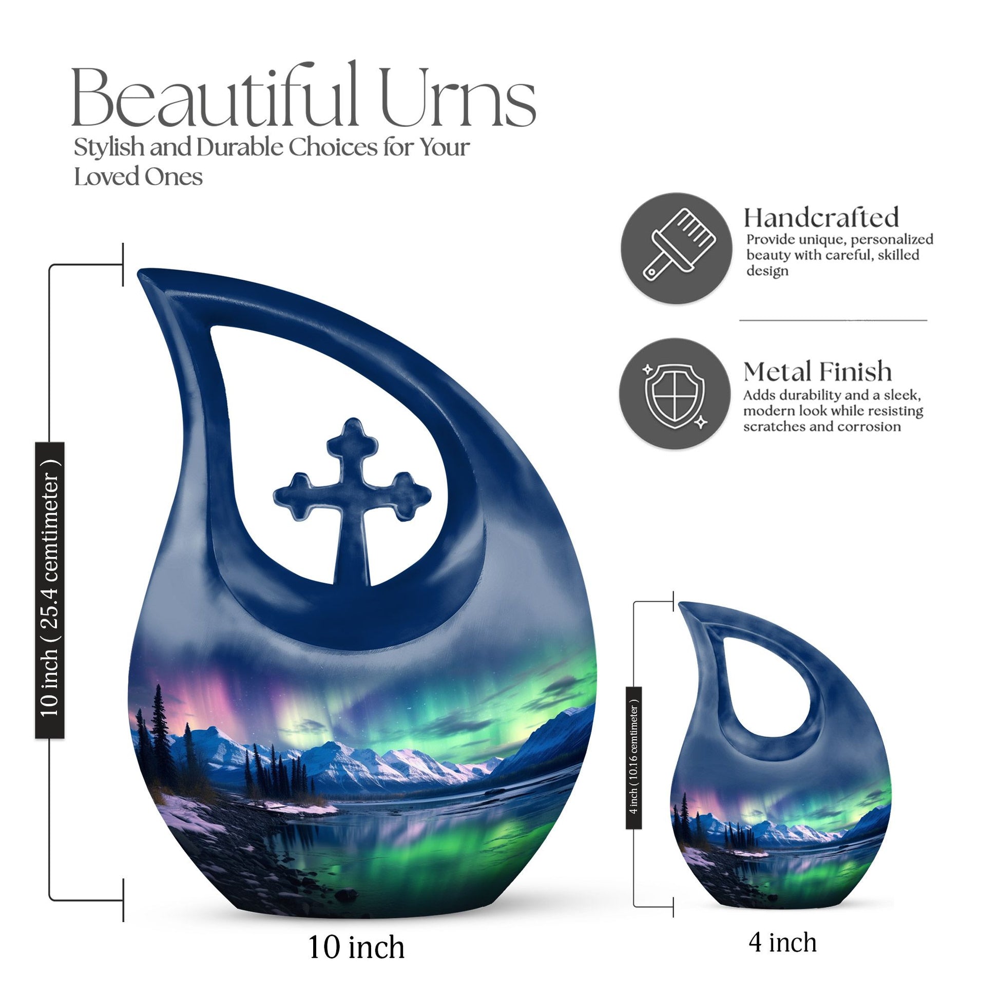 Aurora Urn in Cross Drop Design, Memorial