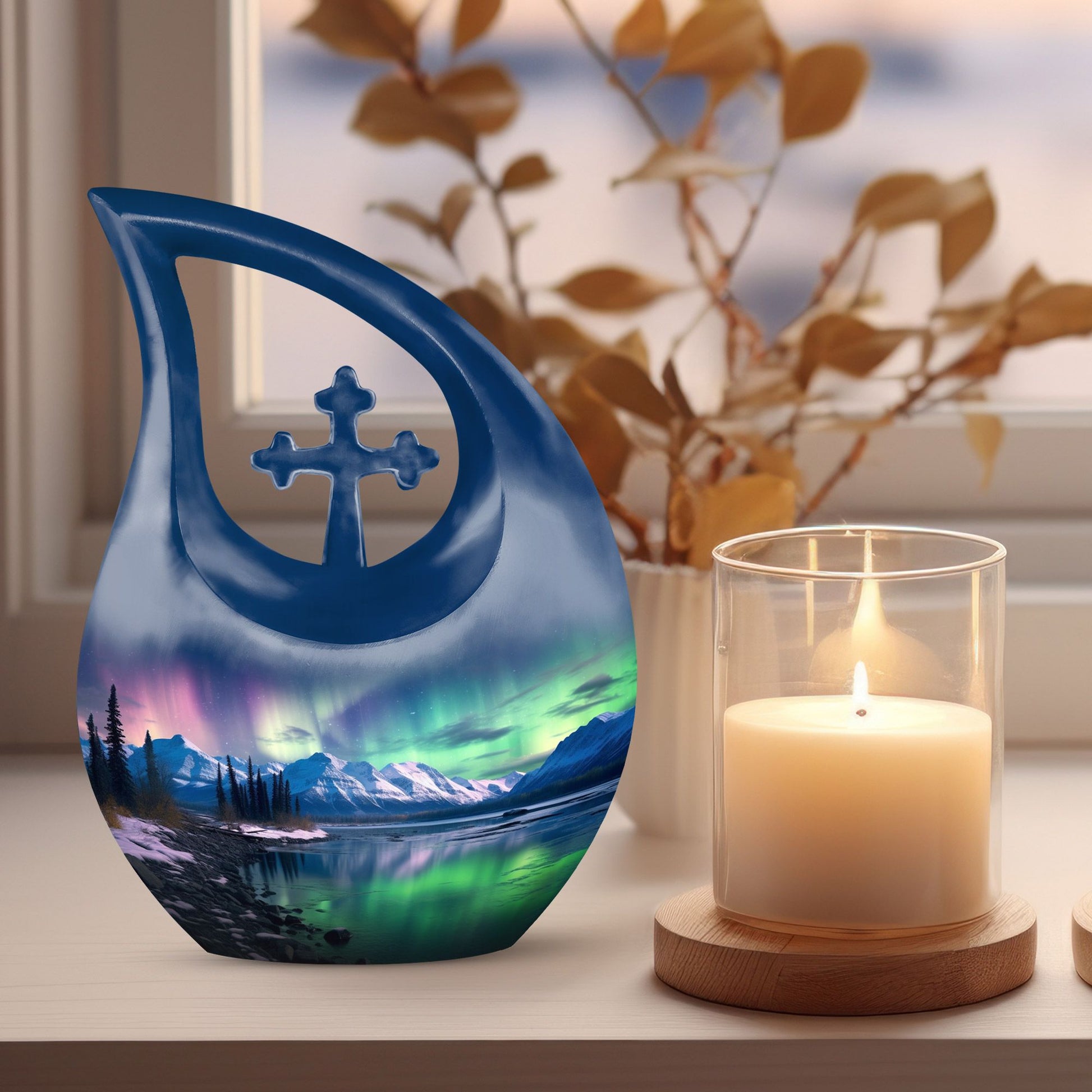 Aurora Urn in Cross Drop Design, Memorial