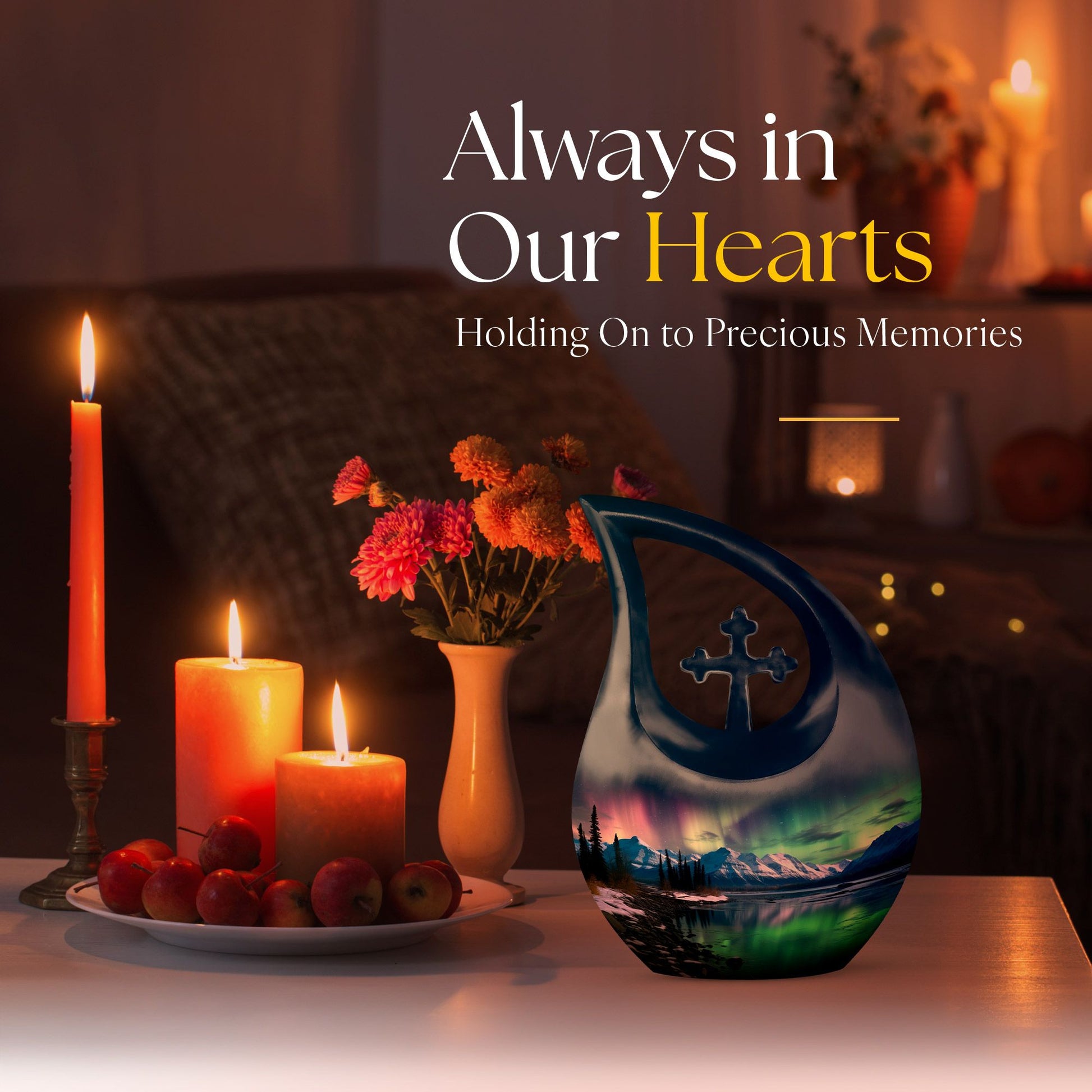 Aurora Urn in Cross Drop Design, Memorial