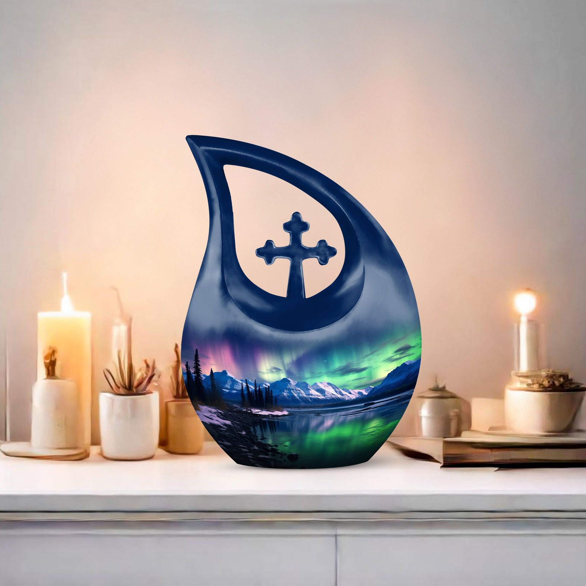 Aurora Urn in Cross Drop Design, Memorial