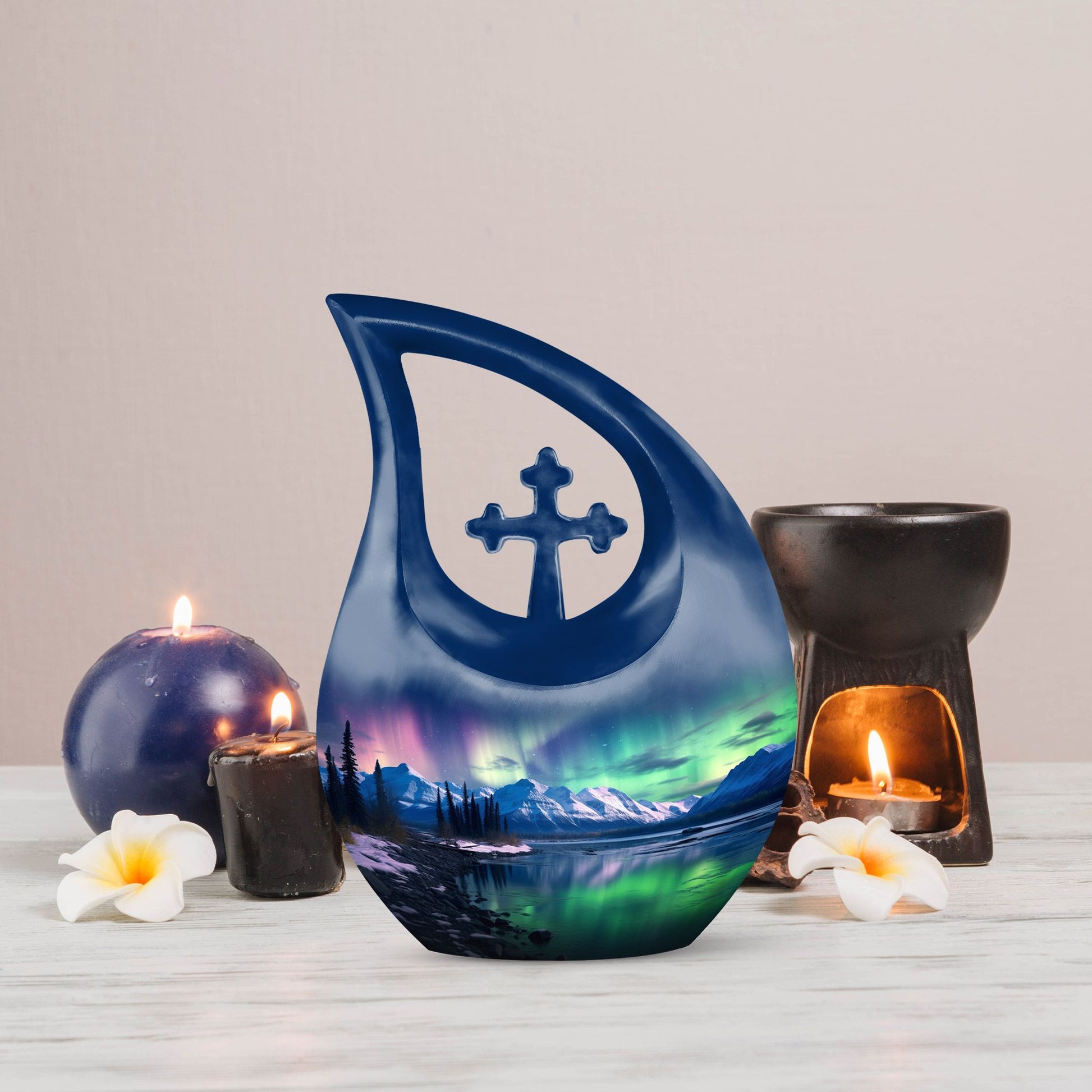 Aurora Urn in Cross Drop Design, Memorial