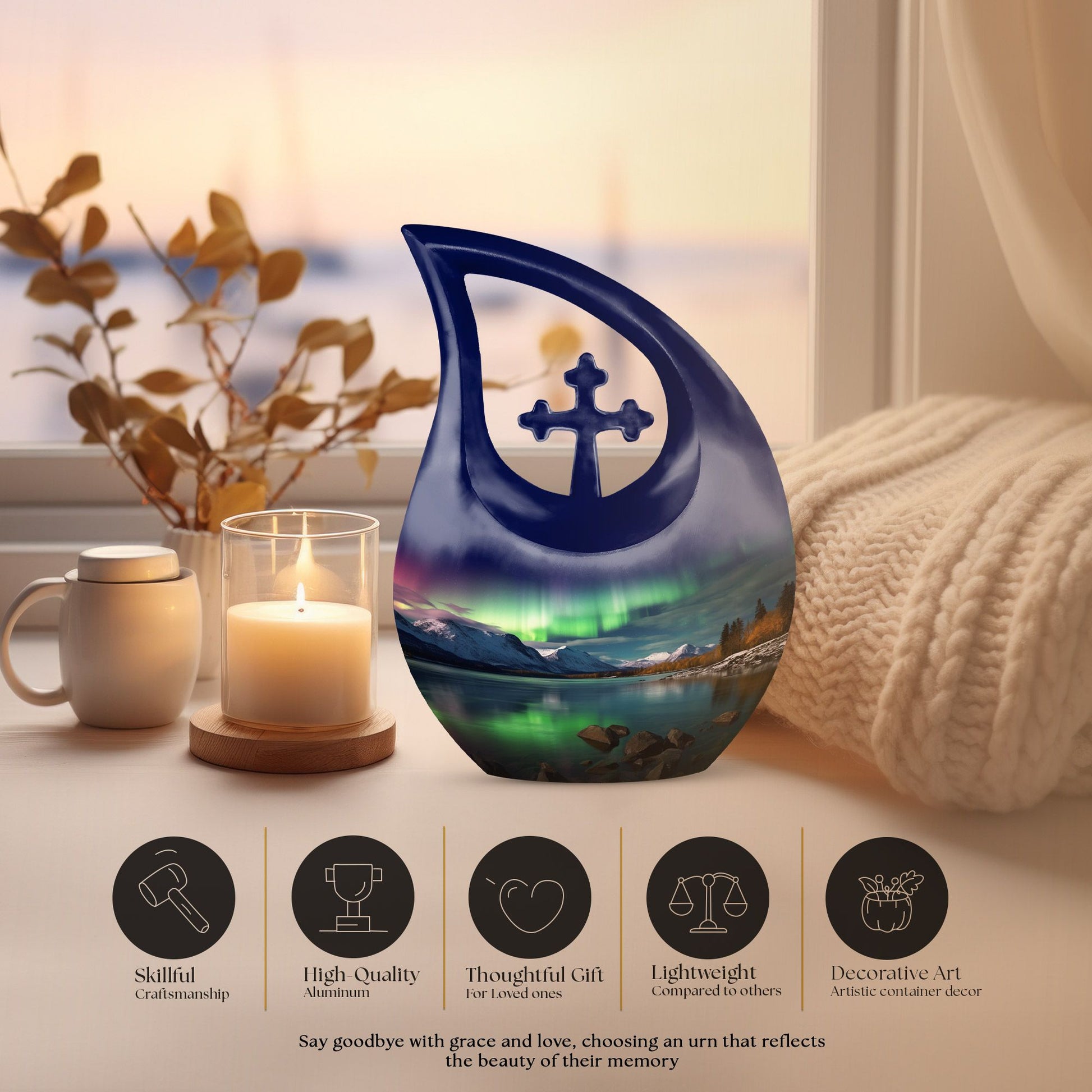 Aurora Urn Cross Drop design, 