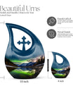 10-inch Aurora Urn, Cross Drop Cremation Casket 