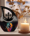 10-inch Astronaut Double Urn with Cross Drop design, 