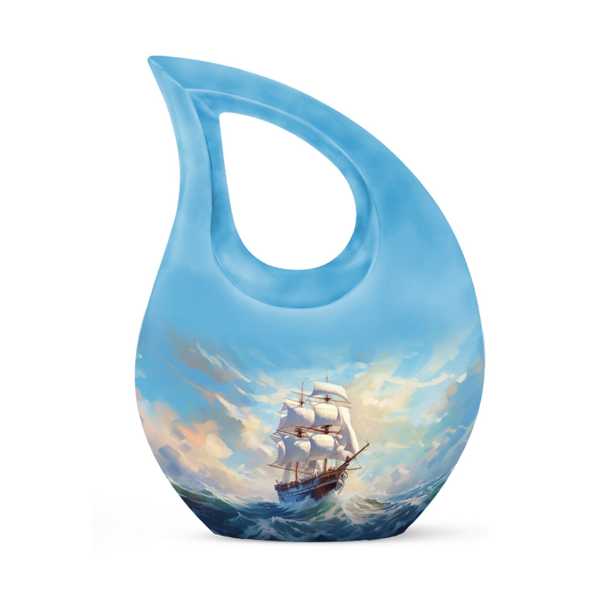 10-inch Ship Urn in Cross Drop design for cremation ashes, 