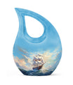 10-inch Ship Urn in Cross Drop design for cremation ashes, 