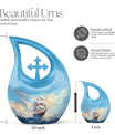 10-inch Ship Urn in Cross Drop design for cremation ashes, 