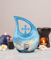 10-inch Ship Urn in Cross Drop design for cremation ashes, 