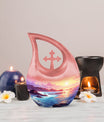 10 inch Wilderness Urn with Cross Drop design, 