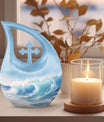 10-inch Wave Cross Drop Urn, Custom Made and Personalized 