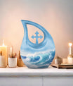 10-inch Wave Cross Drop Urn, Custom Made and Personalized 