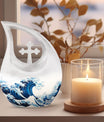 Cross Drop design, modern memorial urn 