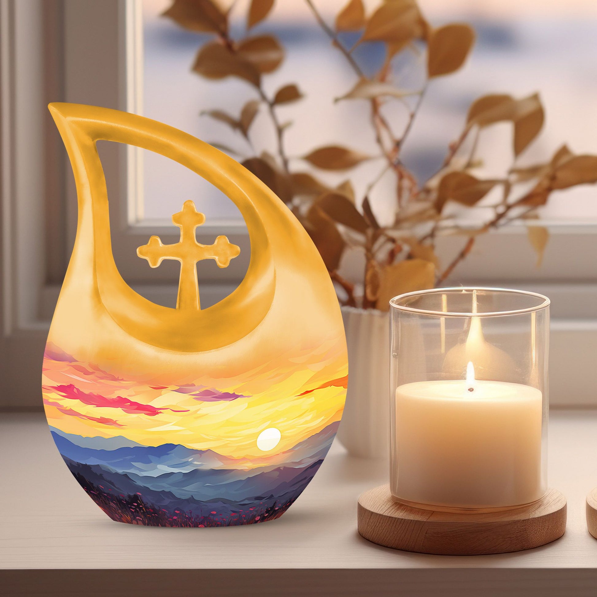 10-inch wilderness urn with cross drop 