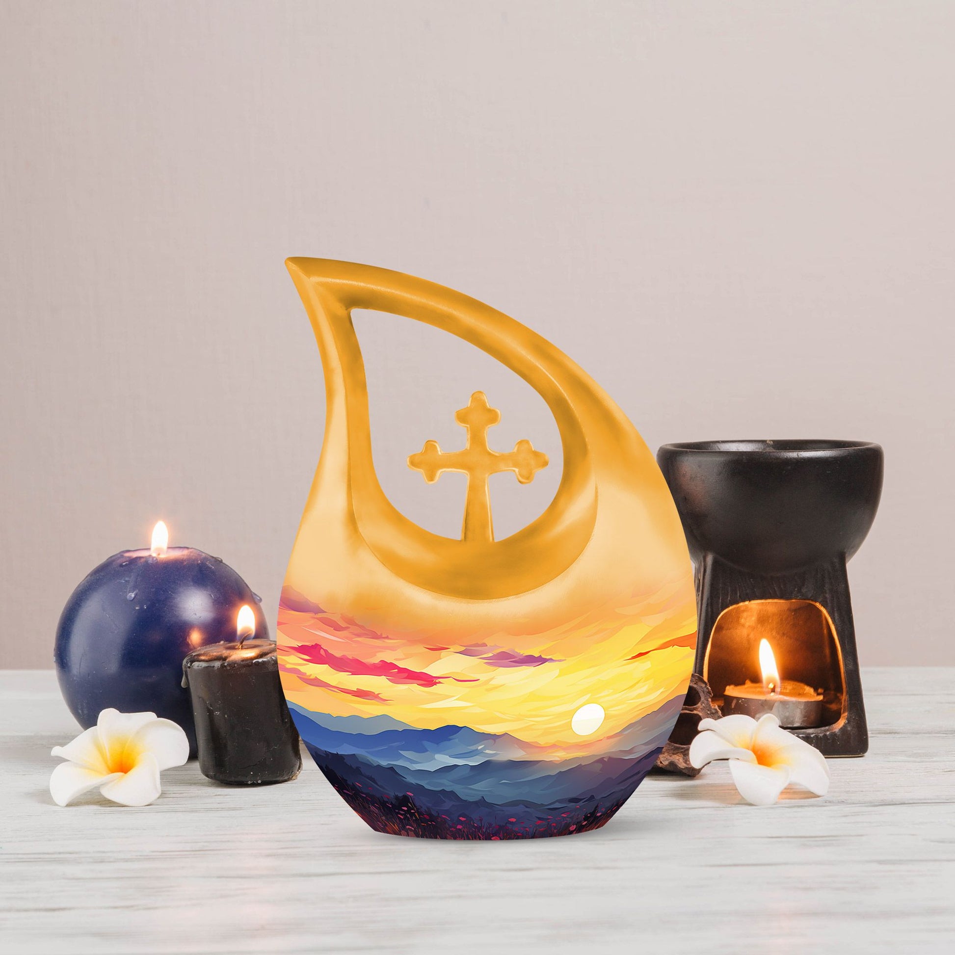 10-inch wilderness urn with cross drop 