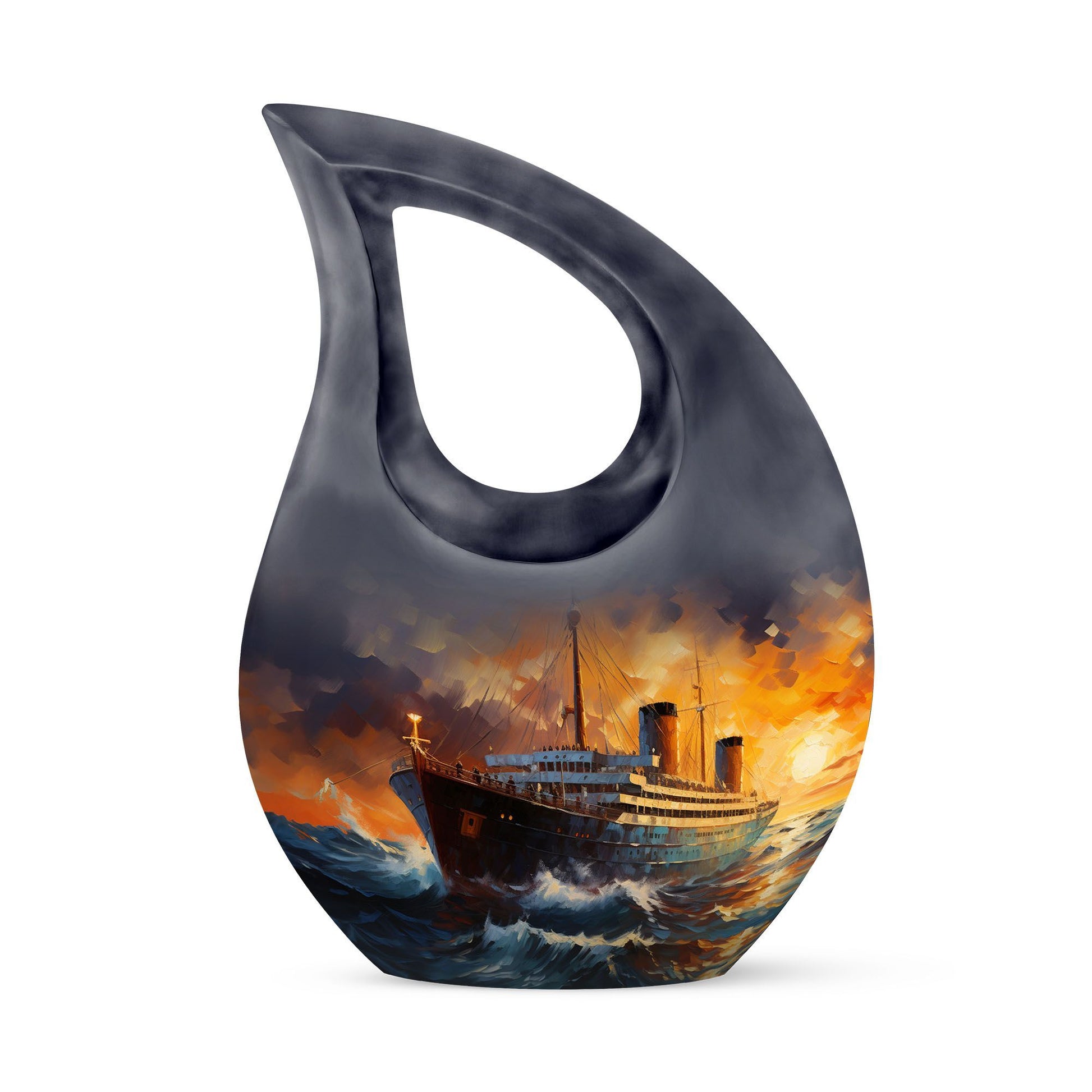 10-inch Ship Urn with Cross Drop design